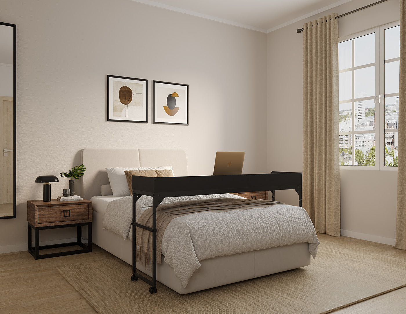 DreamDesk Midnight Black Luxe tafel voor over het bed 140