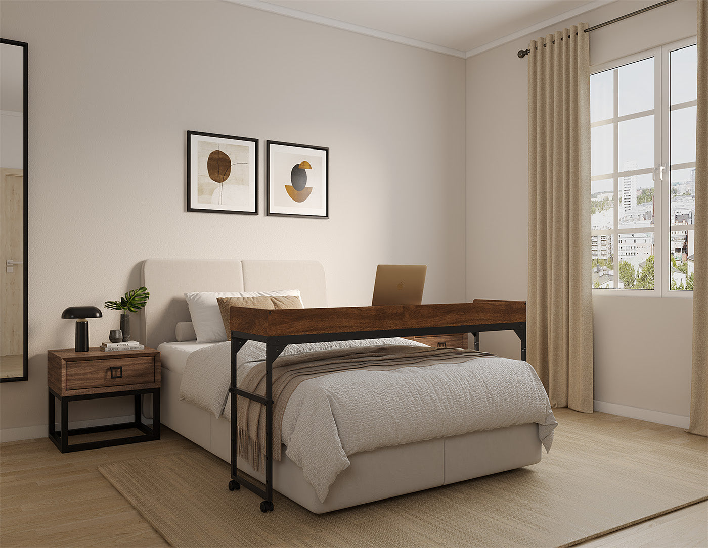 DreamDesk Espresso Brown Luxe tafel voor over het bed 140