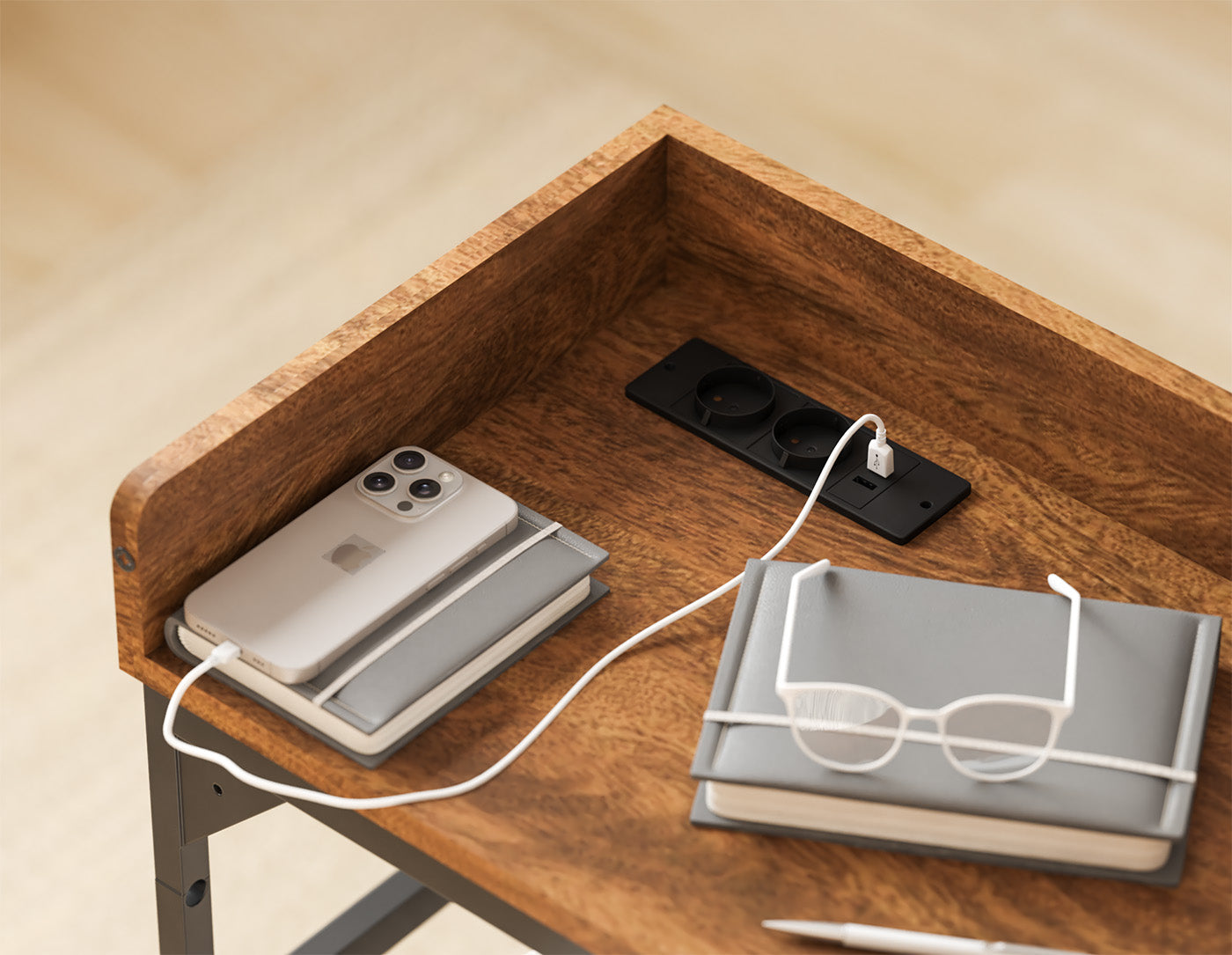 DreamDesk Espresso Brown Luxe tafel voor over het bed 140