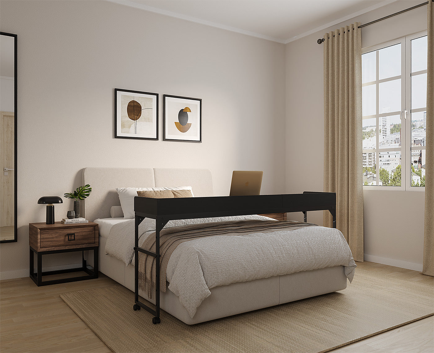 DreamDesk Midnight Black Luxe tafel voor over het bed 160