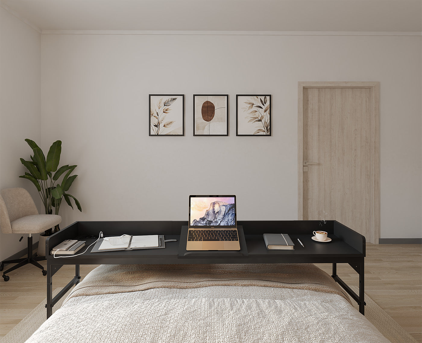 DreamDesk Midnight Black Luxe tafel voor over het bed 160