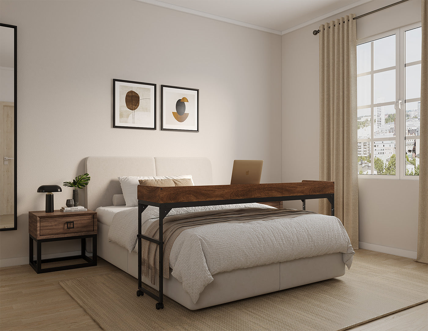 DreamDesk Espresso Brown Luxe tafel voor over het bed 160