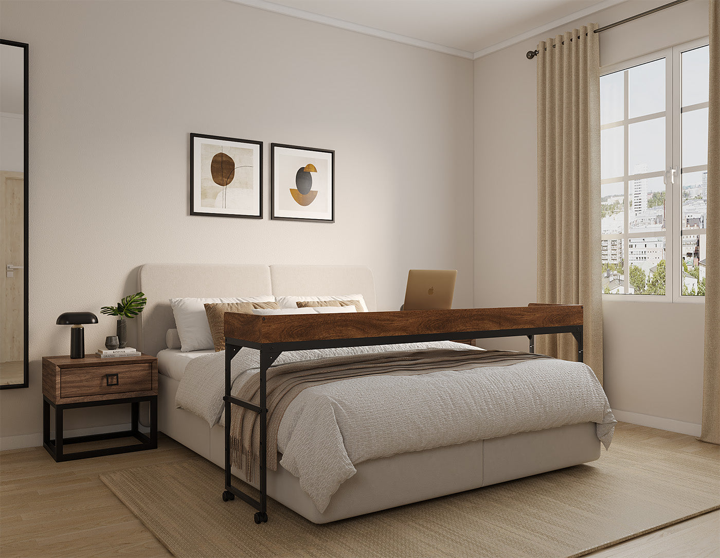 DreamDesk Espresso Brown Luxe tafel voor over het bed 180