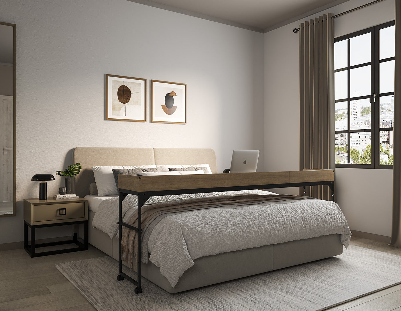 DreamDesk Oakwood Luxe tafel voor over het bed 213
