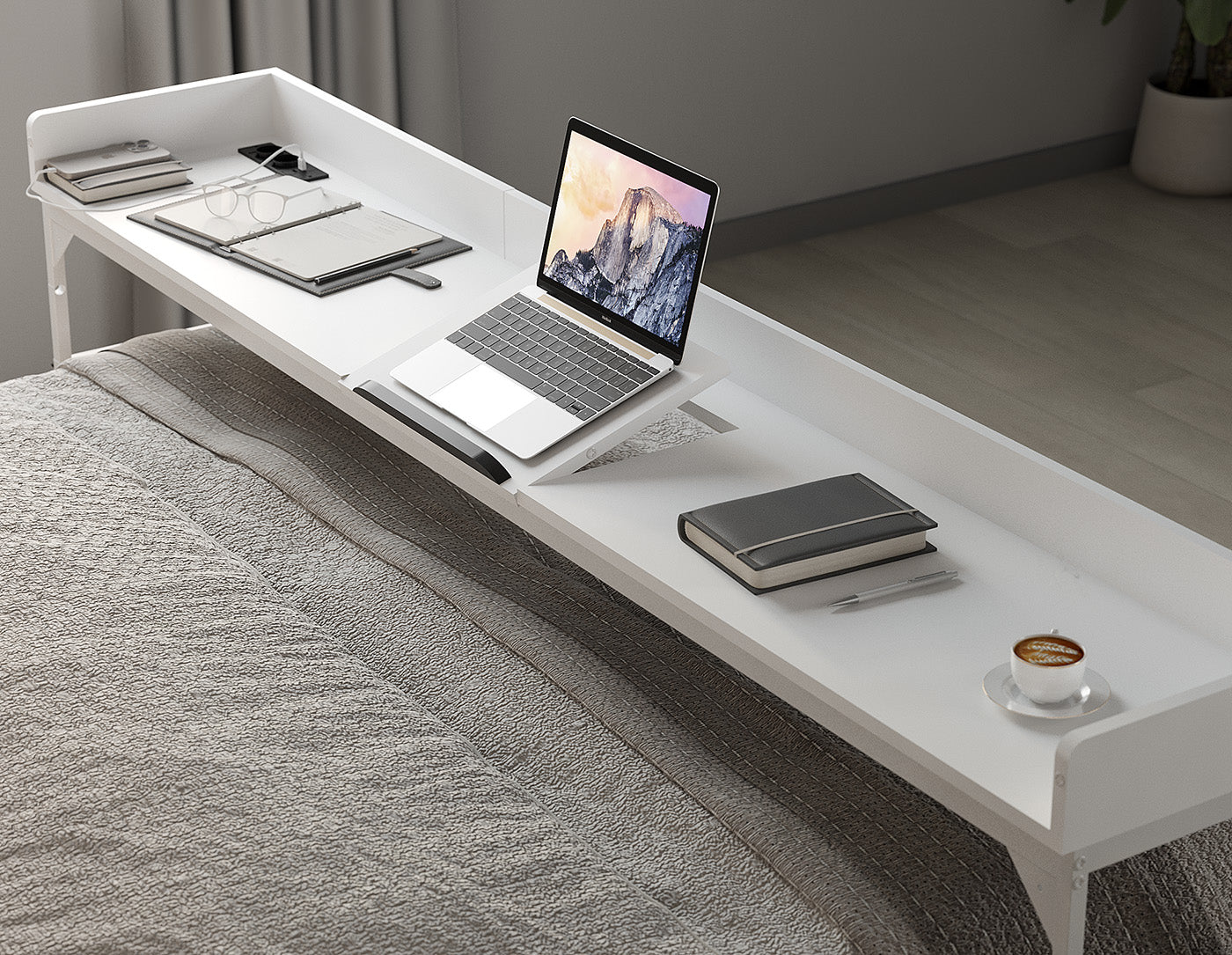 DreamDesk Arctic White Luxe tafel voor over het bed 213