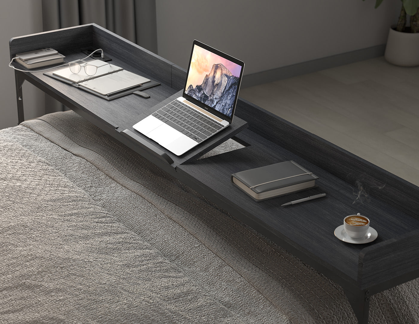 DreamDesk Silver Slate Luxe tafel voor over het bed 213