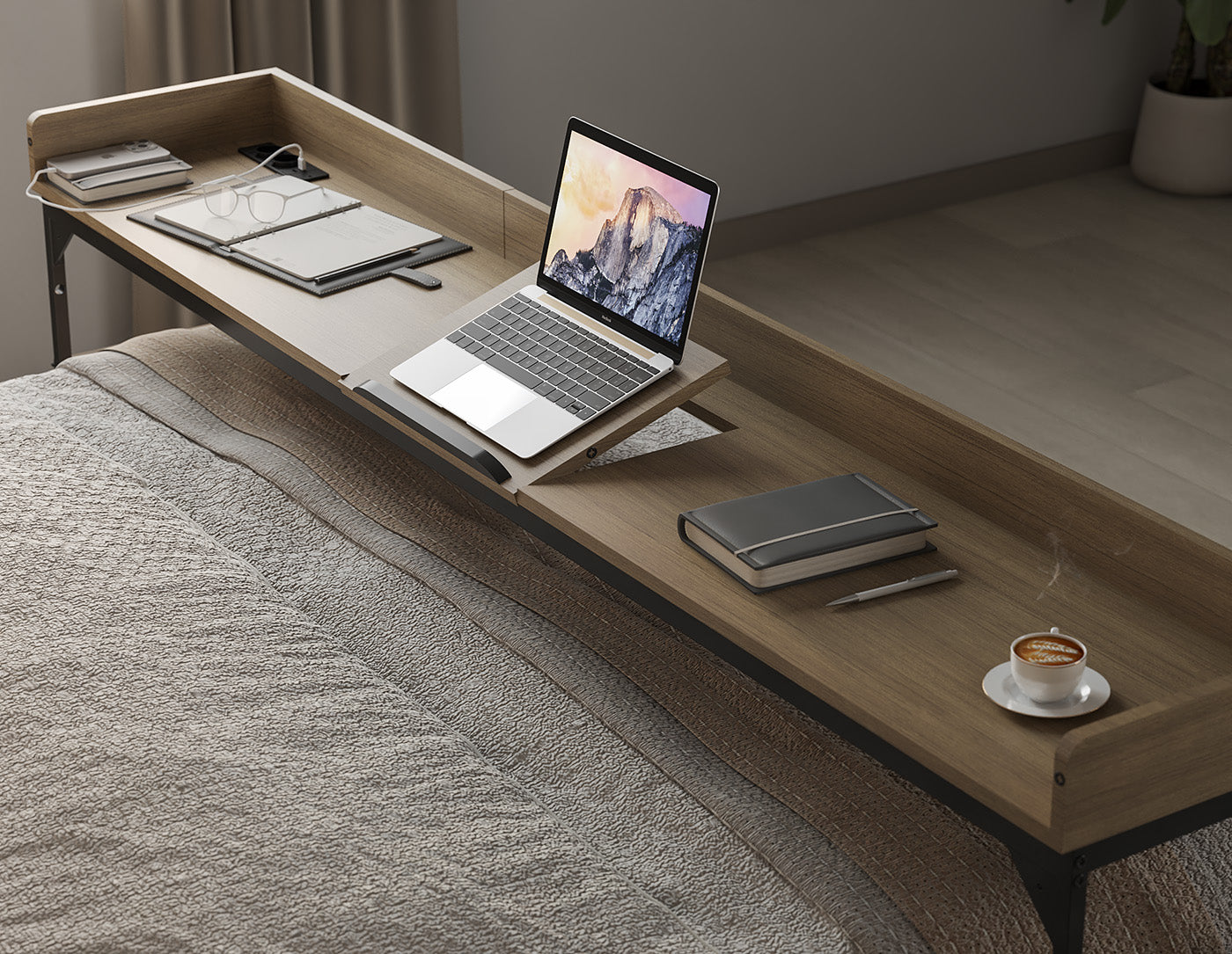 DreamDesk Oakwood Luxe tafel voor over het bed 213