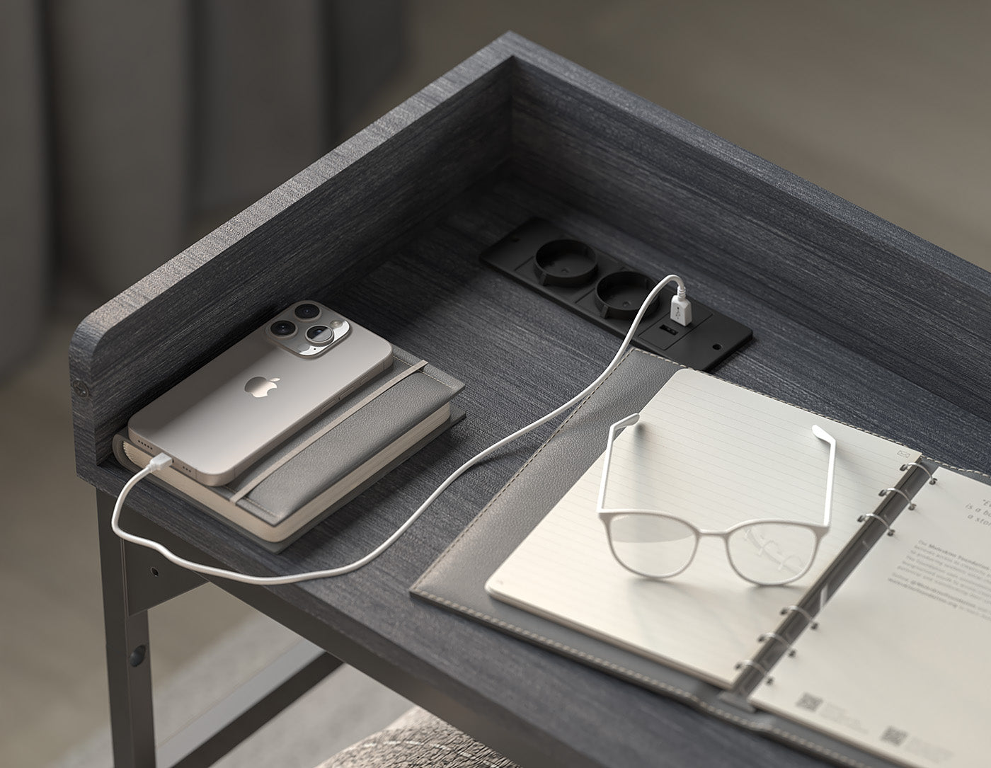 DreamDesk Silver Slate Luxe tafel voor over het bed 213