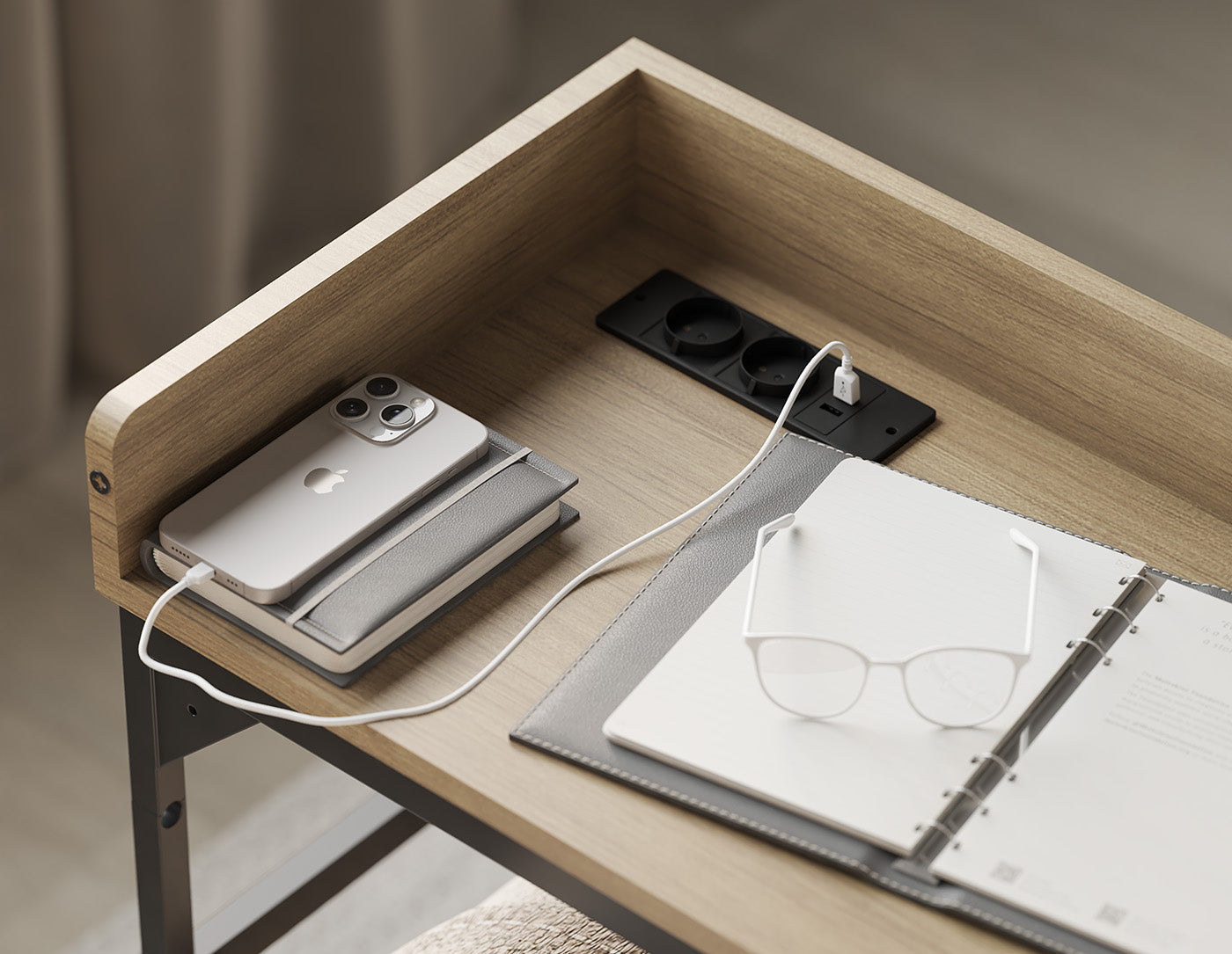 DreamDesk Oakwood Luxe tafel voor over het bed 213