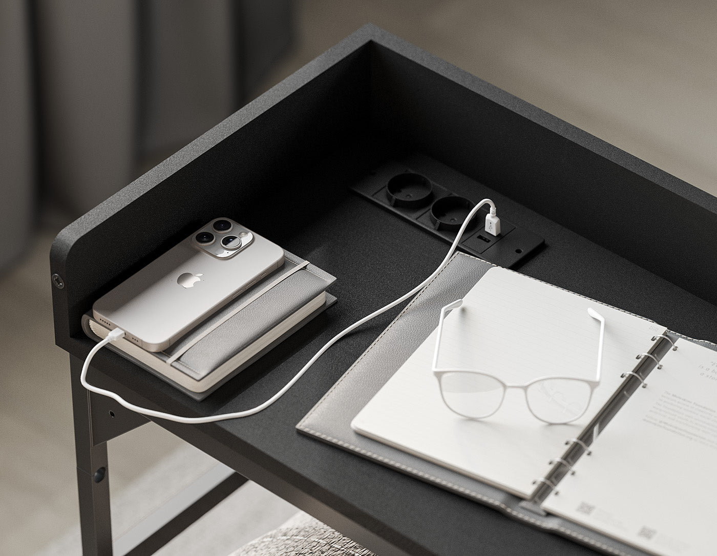 DreamDesk Midnight Black Luxe tafel voor over het bed 213