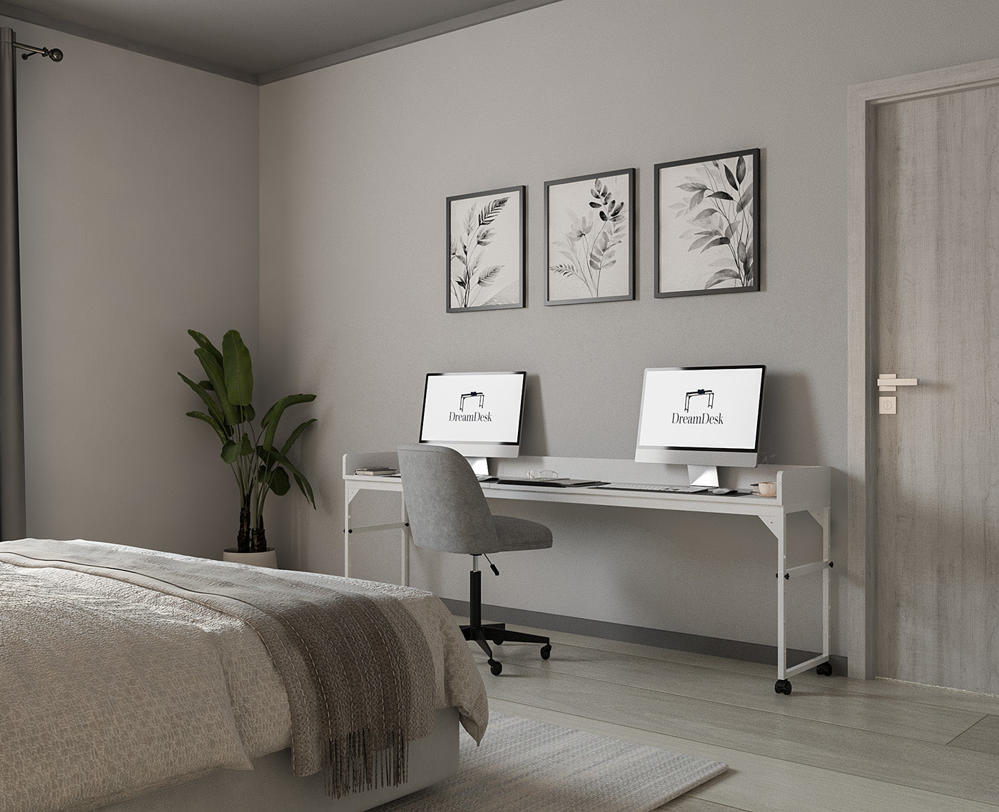 DreamDesk Arctic White Luxe tafel voor over het bed 213