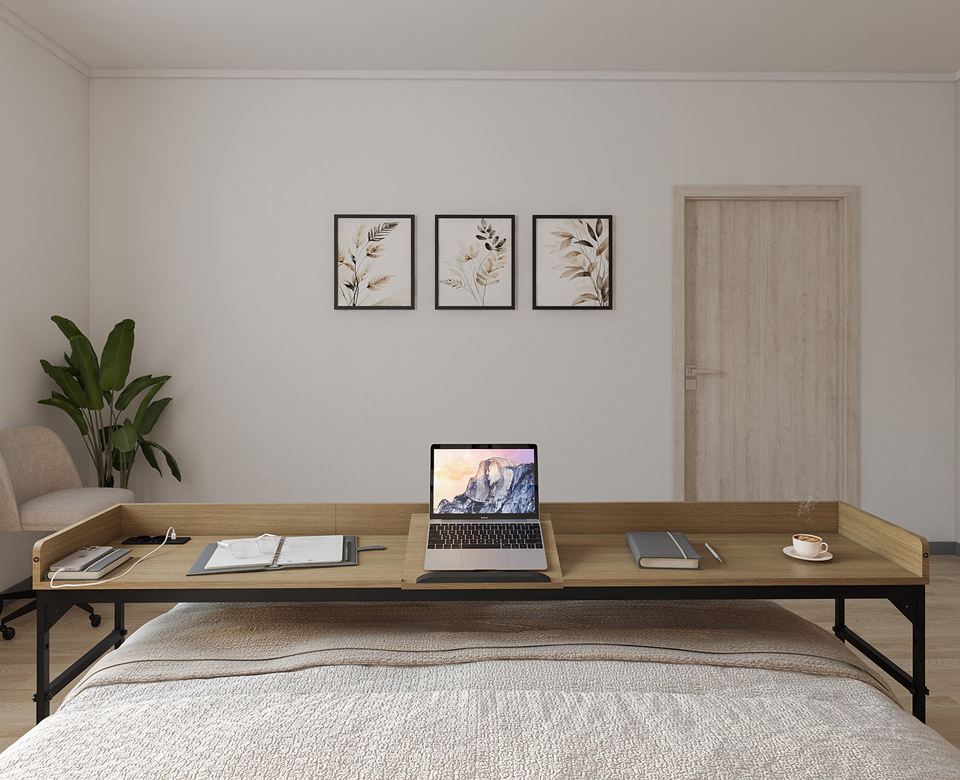 DreamDesk Oakwood Luxe tafel voor over het bed 213